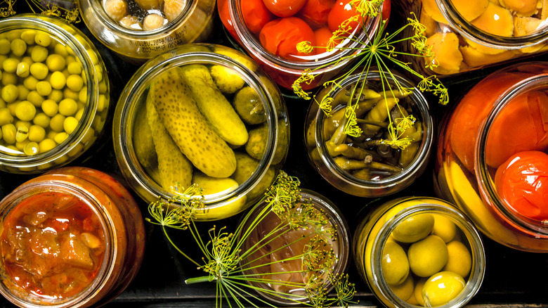 Canned vegetables like pickles