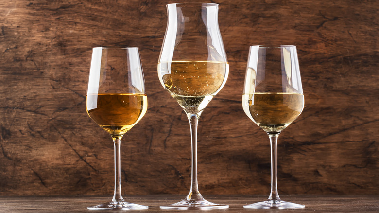 Moscato wines in three glasses