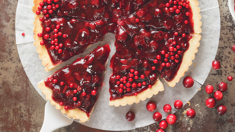 Sliced cranberry tart