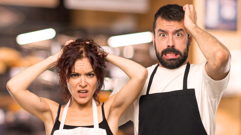 two stressed employees
