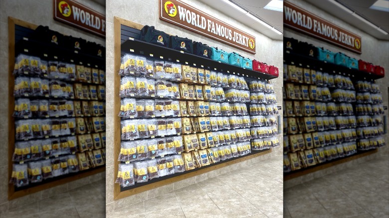 Buc-ee's jerky merchandise wall