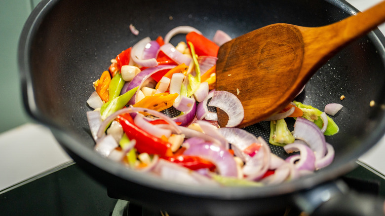 Cooking stir-fry vegetables