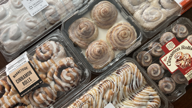 Selection of various grocery store cinnamon rolls