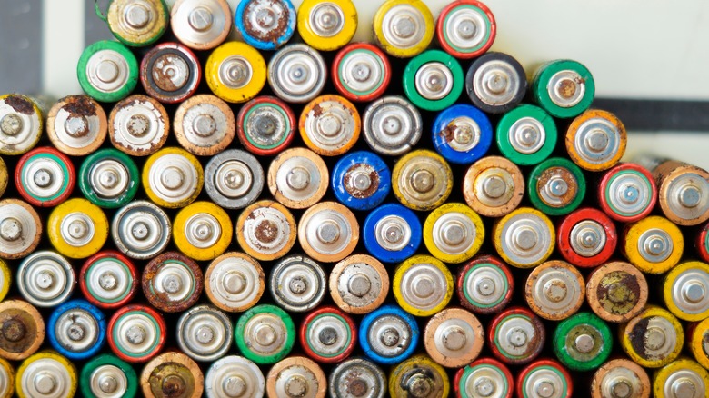 Large pile of batteries