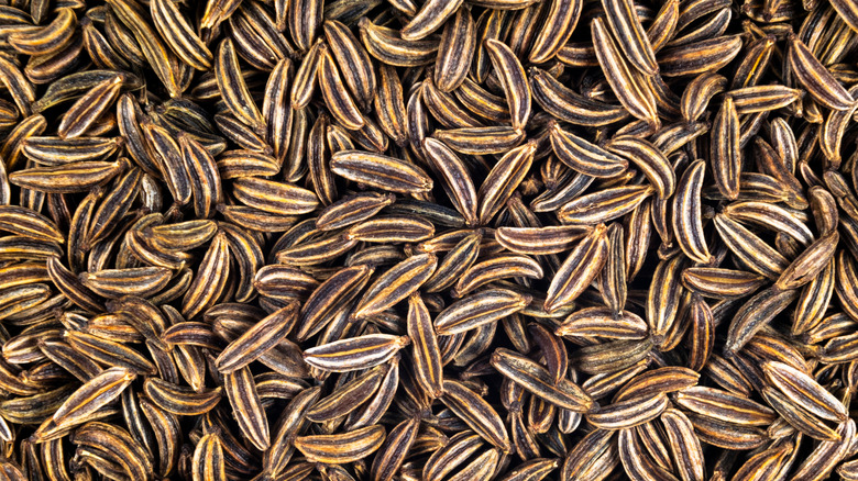 Close bunch of caraway seeds