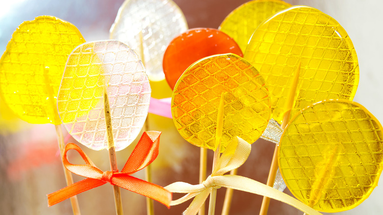 An assortment of colorful lollipops