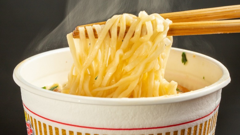 Styrofoam container of Cup Noodles instant ramen