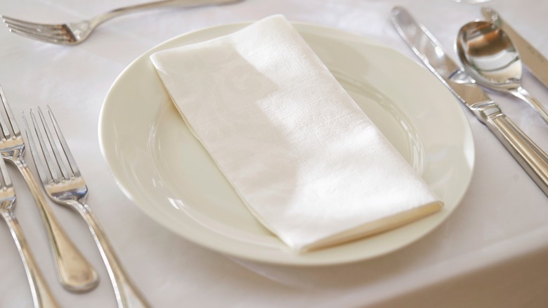 Napkin folded on a plate
