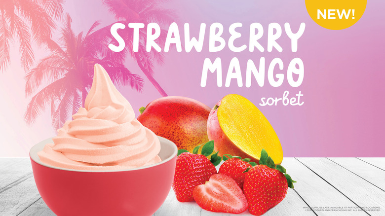 Yogurtland's new strawberry mango sorbet