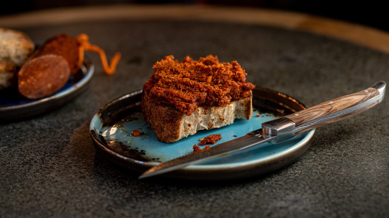 'Nduja sasuage spread on toast