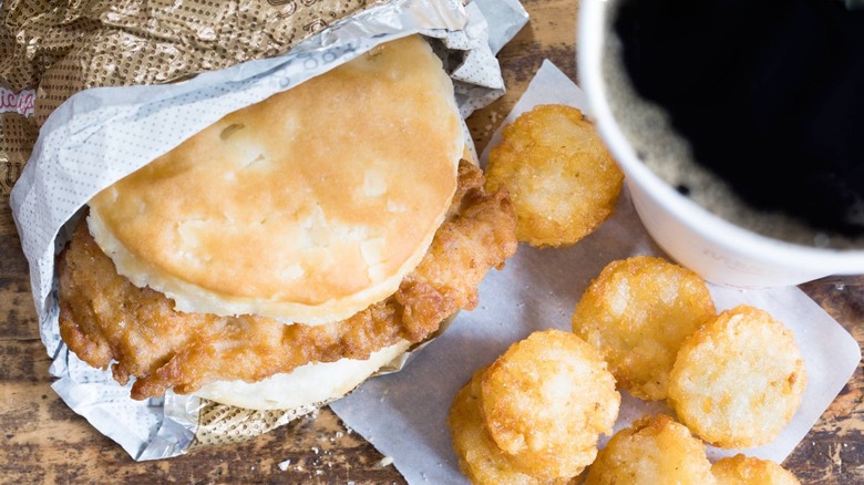 Chick-fil-A biscuit and hashbrowns 