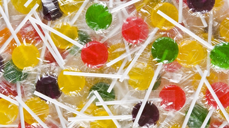 Lollipops in wrappers