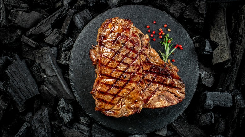 large steak with grill marks