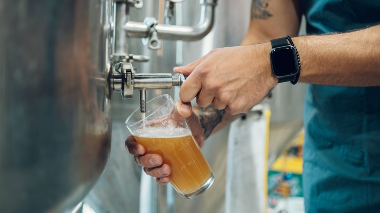 Beer pouring at a brewery