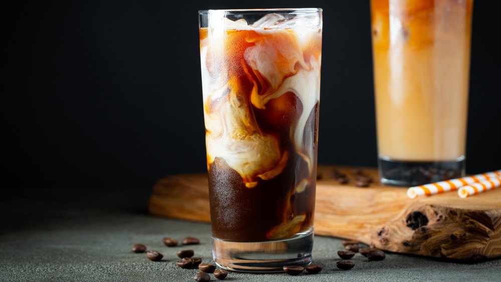 Iced cold brew coffee with milk