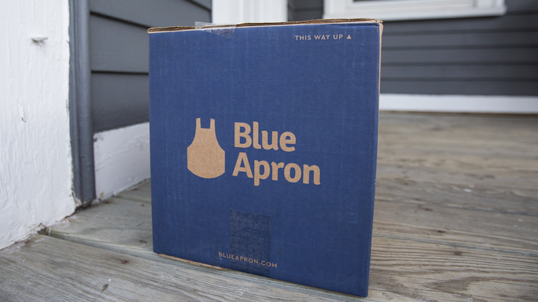 Blue Apron box on doorstep
