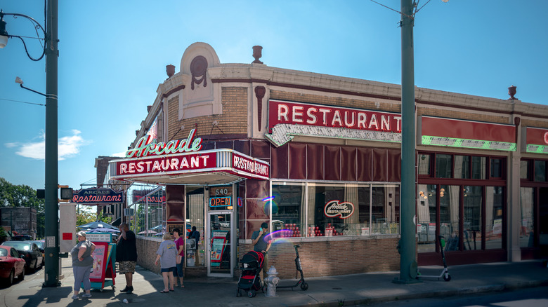 Patrons line up outside of Memphis' Arcade restaurant