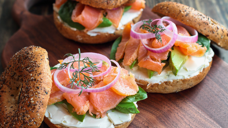 Lox and cream cheese bagels