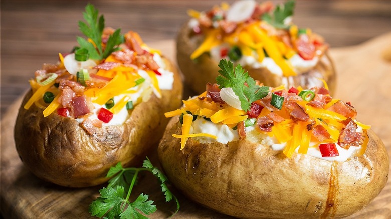 Baked potatoes with toppings