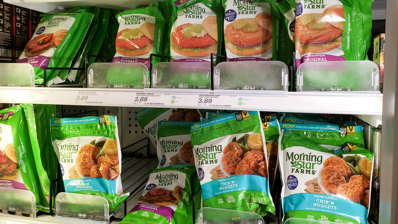 Morningstar products on freezer shelf