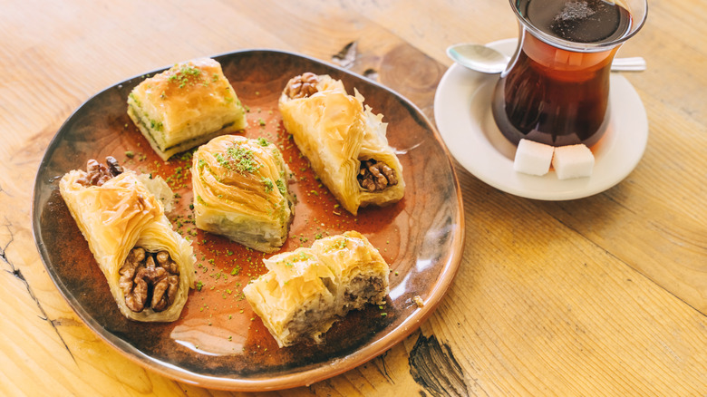a variety of baklava