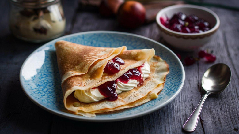 crepe filled with cream and jam