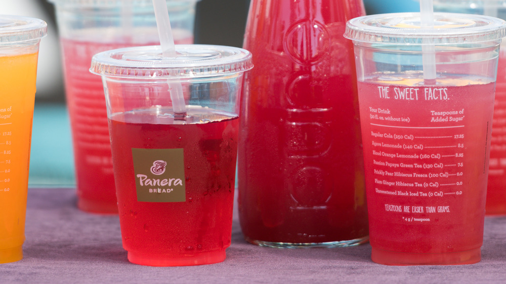 Panera Bread beverages on table