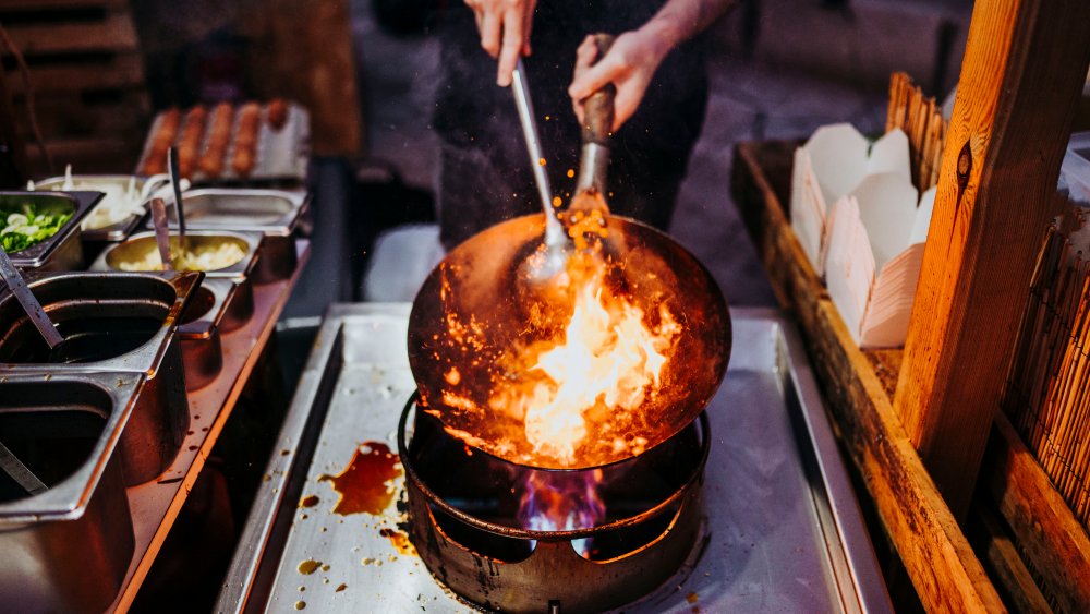 Wok in a Chinese setup