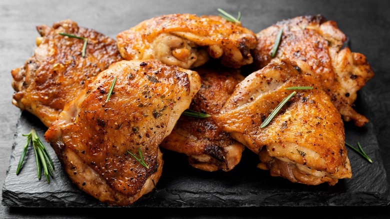 Golden brown chicken thighs