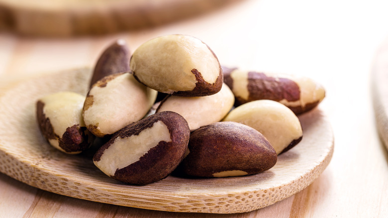 Close up of Brazil nuts on table