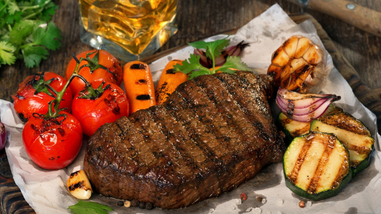 steak and vegetables