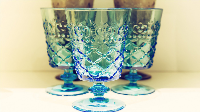 Vintage blue glass goblets