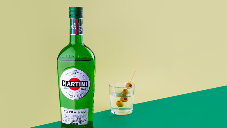 Vermouth bottle and martini