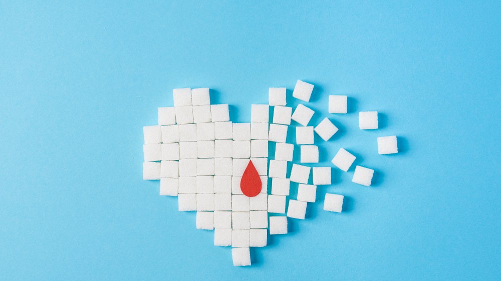 Blood drop on sugar cube
