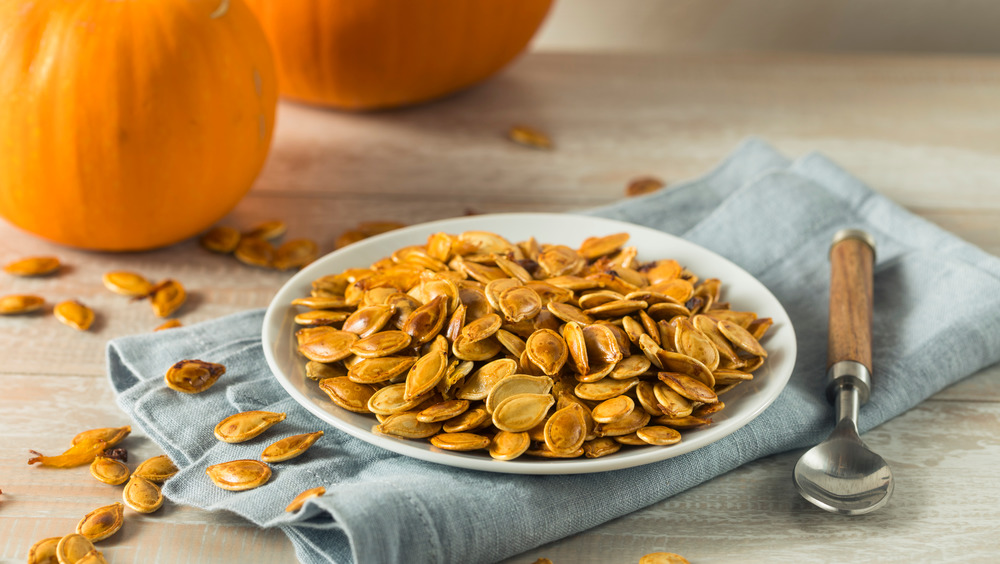 Pumpkin seeds on a plate