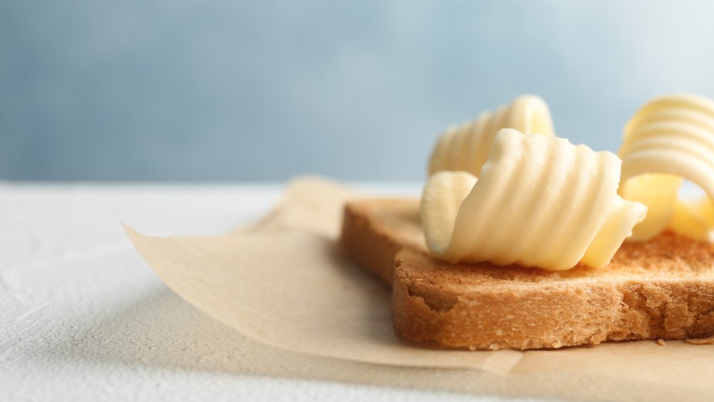 Toast with cold butter grated on top