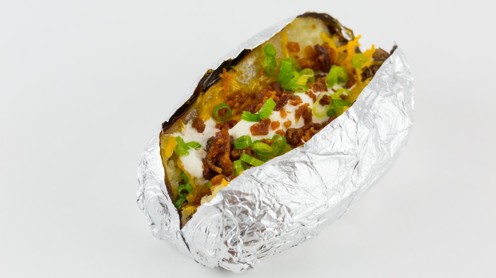 baked potato in foil