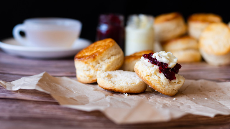 Scones with clotted cream and jam