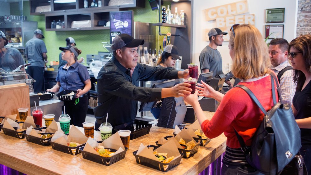 Drinks being served at Taco Bell