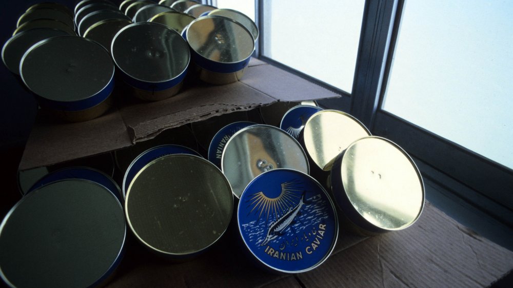 Tins ready for beluga caviar 