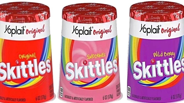 Three Skittles Yoplait flavors