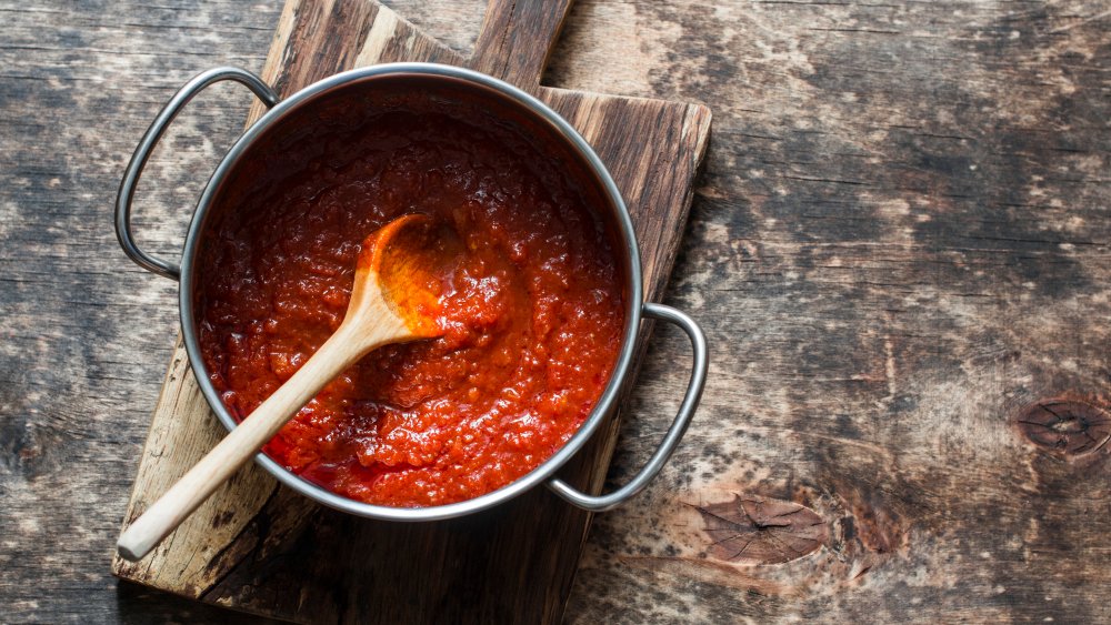 classic tomato sauce in a pan