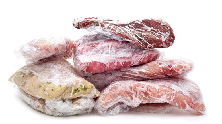 Plastic-wrapped meats