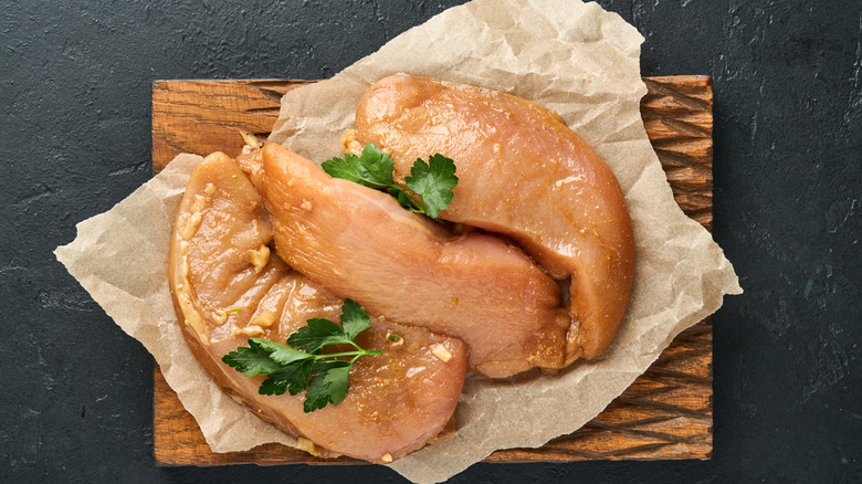 Chicken breasts in a marinade
