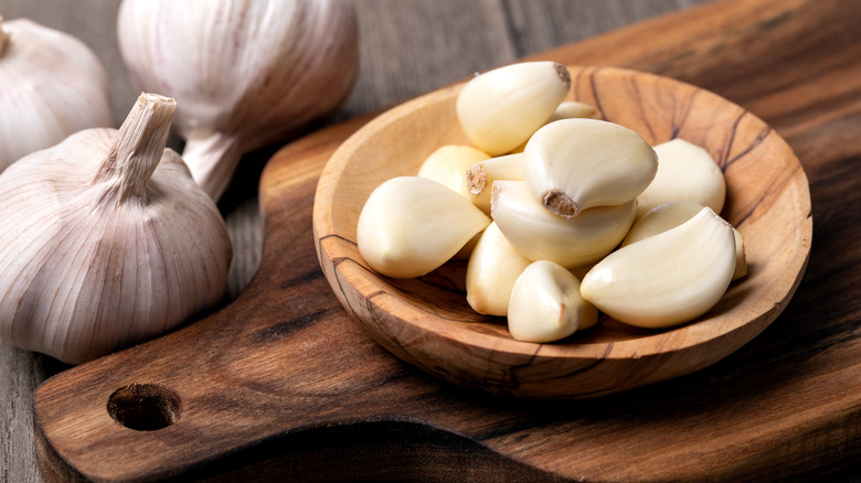 Garlic cloves and bulb 