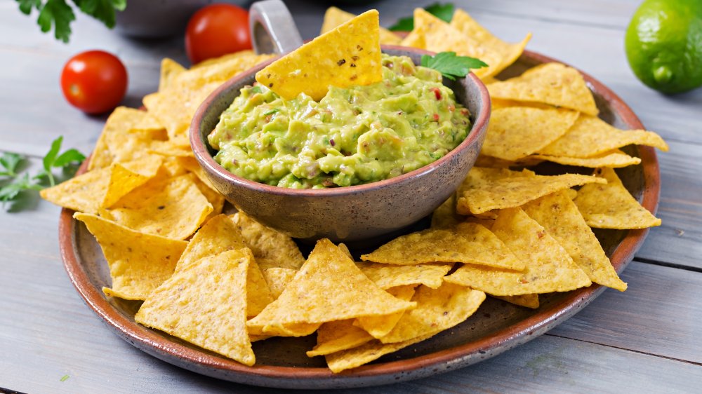 Tortilla chips with guacamole