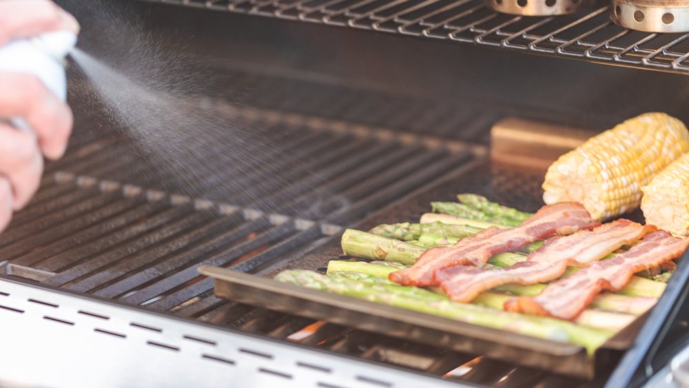 Cooking spray on grill