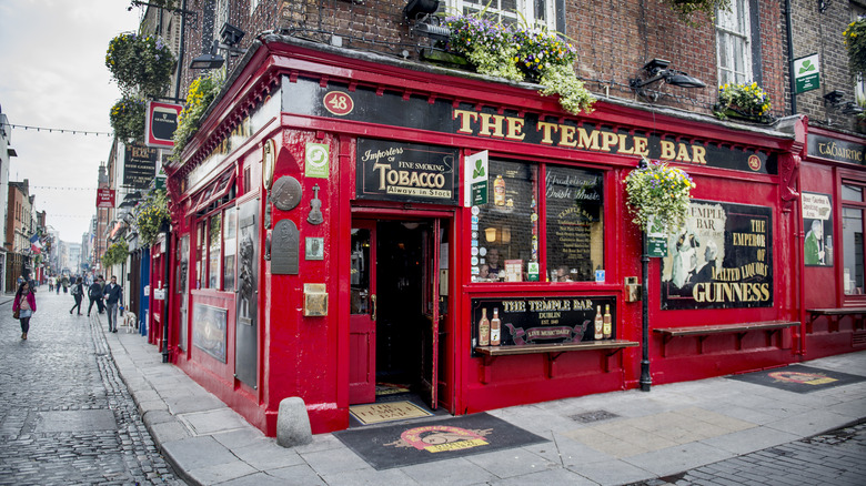 Outside Ireland pub on street corner