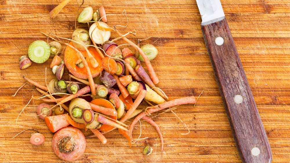 leftover scraps from chopping carrots