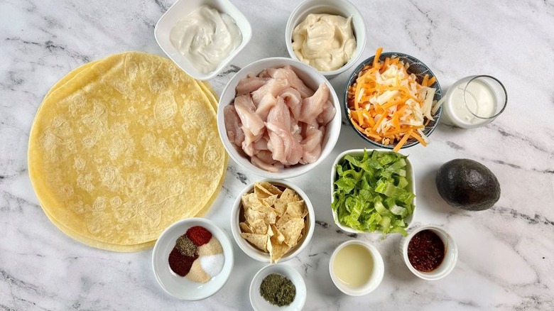 Ingredients for copycat Taco Bell Chipotle Ranch Chicken Stackers